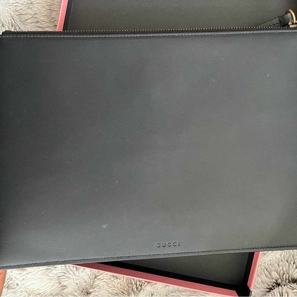 Gucci Life is Gucci Black Clutch with White/Red Graphic Text - Picture 8 of 12